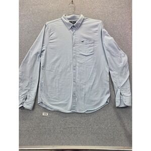 Hollister Epic Flex Stretch Oxford Shirt Mens Large Light Blue LongSleeve Button